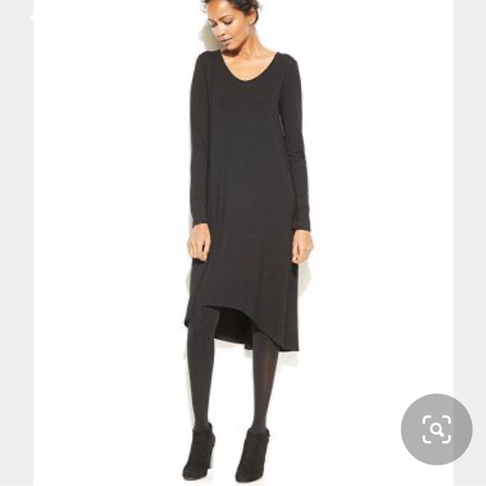Eileen Fisher Black Soft Jersey Knit High-low Hem Dress